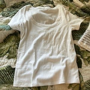 Old Navy Ribbed White Scoop T Shirts - 2